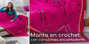 manta crochet corazones